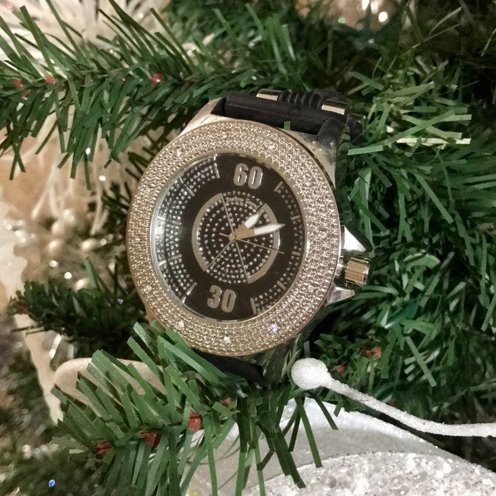 Techno Trend Stainless Steel Men’s Watch, diamonds